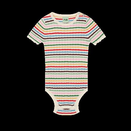 FUB Baby Rib Body Multi Stripe  Multi Stripe-92 cm  Rød  92 cm  kvinde