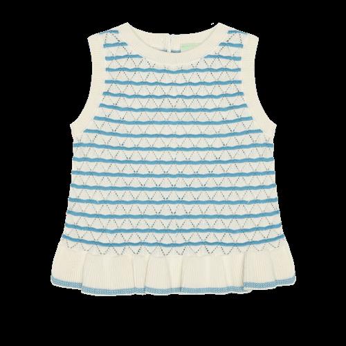 FUB Baby Pointelle Top Ecru/sea  Ecru/Sea-86 cm  Blå  86 cm  kvinde