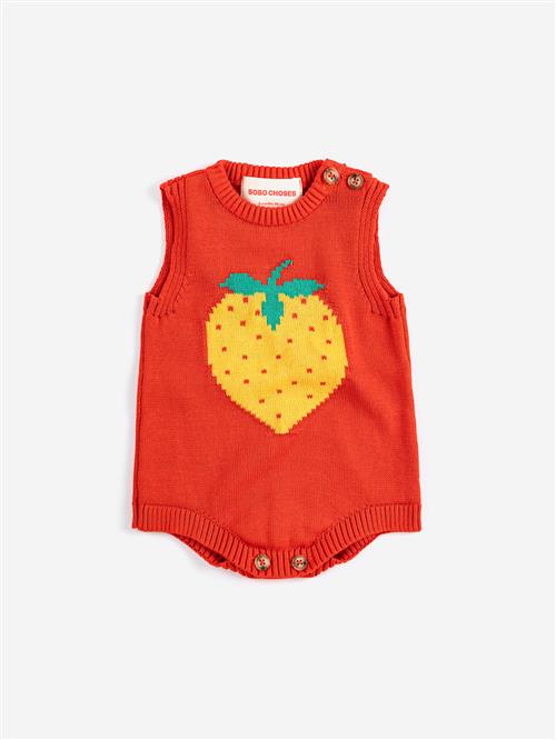 Bobo Choses Pixel Strawberry Romper Red  Red 9 months  Rød  9 måneder  unisex
