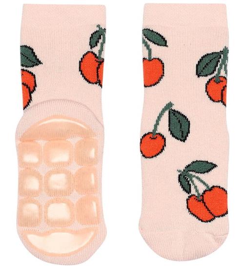Melton Strømper - Anti-Slip - Cherries - Crystal Pink
