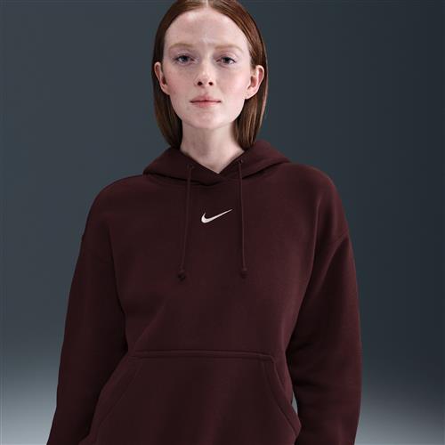 Oversized Nike Phoenix Fleece-pullover-hættetrøje til kvinder - rød