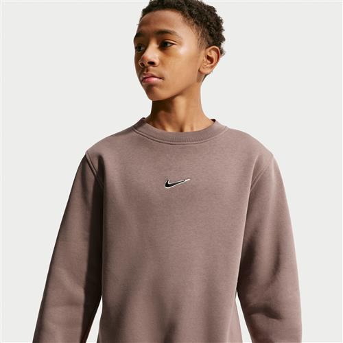 Kylian Mbappé Club Fleece Football-sweatshirt med rund hals til større børn - brun