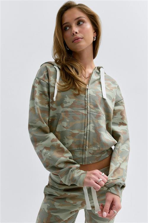 Gina Tricot - 14+ zip hoodie - Trøjer - Grøn - M - Dame