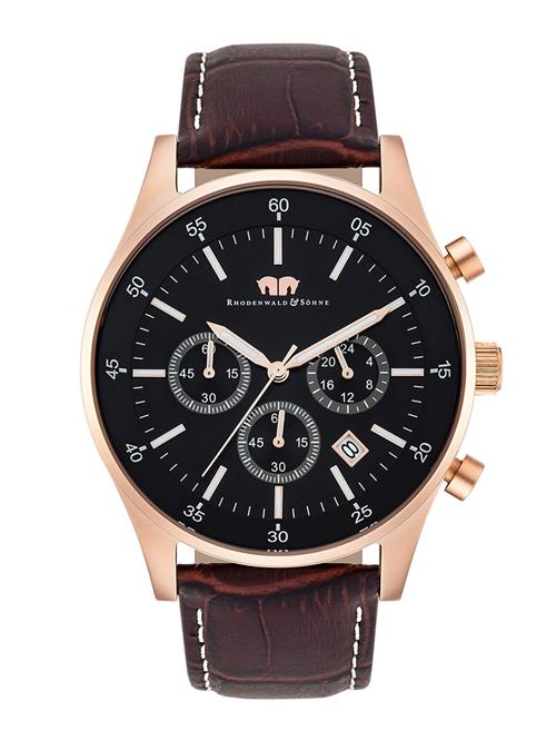Rhodenwald & Söhne Analogt ur  mørkebrun / rosa guld / sort