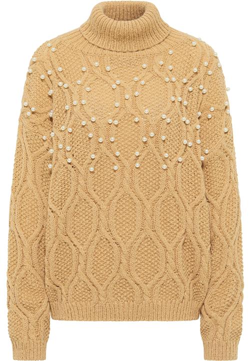 faina Pullover  lysebrun / perlehvid