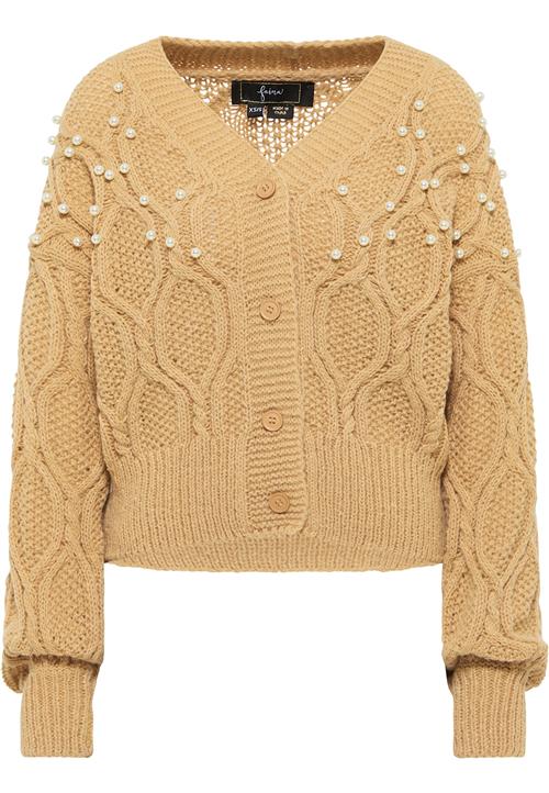 faina Cardigan  lysebrun / perlehvid