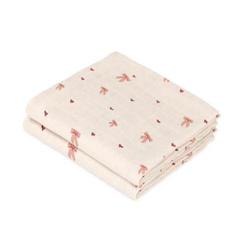 Cam Cam GOTS 2-pak Muslin-klud Bows  Bows One Size  Lyserød  One Size  kvinde