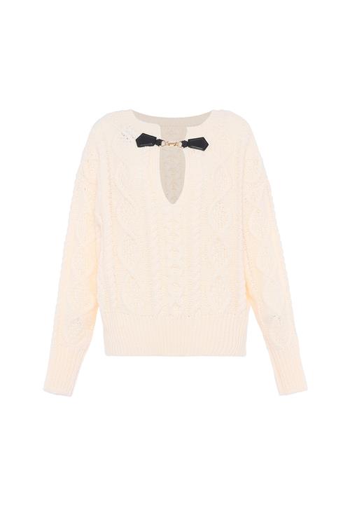 faina Pullover  guld / sort / uldhvid