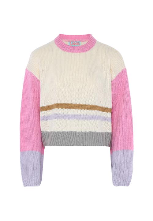 Libbi Pullover  umbra / mørkegrå / lys pink / uldhvid