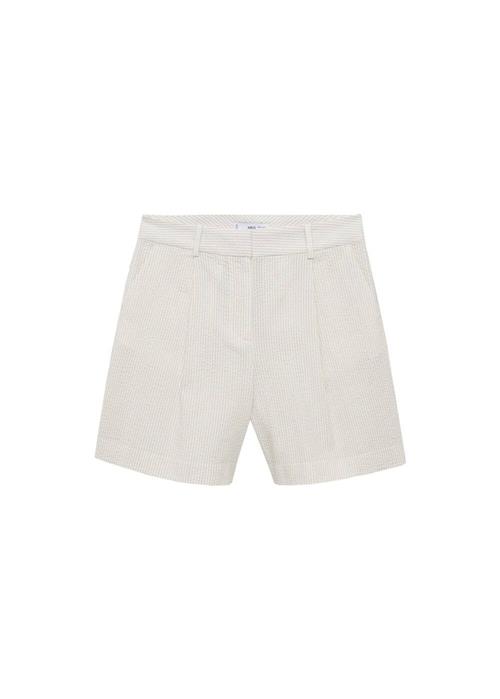 MANGO Bukser med lægfolder 'Celia'  beige / blå / hvid