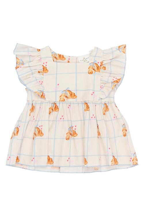 The New Siblings Silke Kortærmet Top Gardenia Aop  Gardenia AOP-104 cm  Creme  104 cm  kvinde