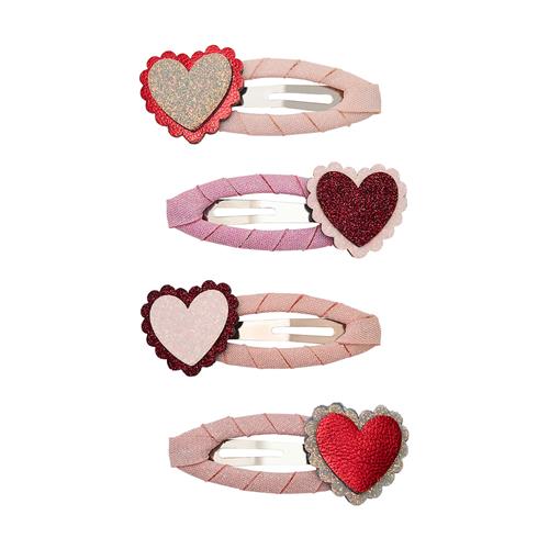 Mimi & Lula Scalloped Heart Valentines 4 Hårklemmer Multi  Multi-3-8  years  Lyserød  3-8 år  kvinde