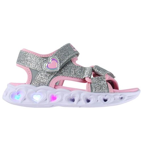 Skechers Sandaler m. Lys - Girls Heart - Silver/Pink
