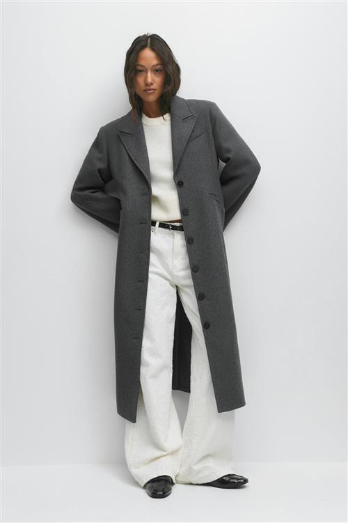 Gina Tricot - Shaped long coat - Frakker - Grå - M - Dame