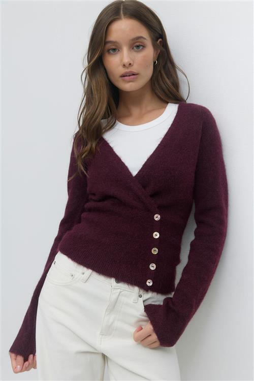 Gina Tricot - Alpaca blend knitted top - Cardigans - Rød - XS - Dame