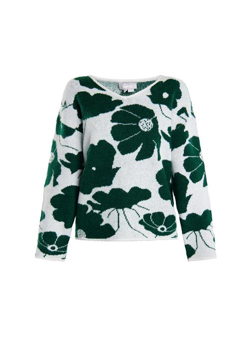 Usha Pullover 'Lurea'  mørkegrøn / hvid