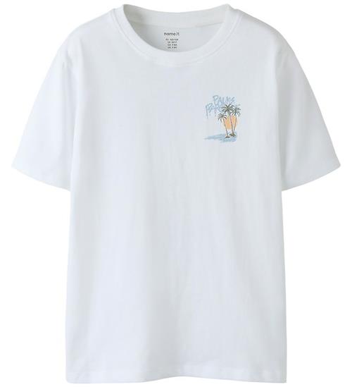 Name It T-shirt - NkmVelix - Bright White/Palms Paradise