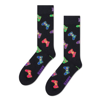Happy socks Strømper Gaming Controller Sock Sort mønstret bomuld Str 41/46