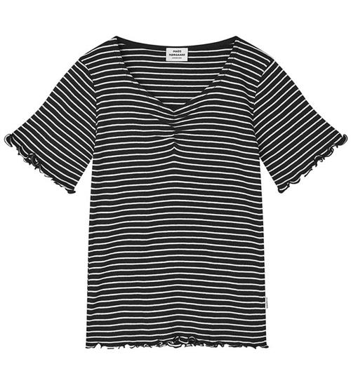 Mads Nørgaard T-shirt - Rib - Stripe Tiki - Black/Vanilla Ice