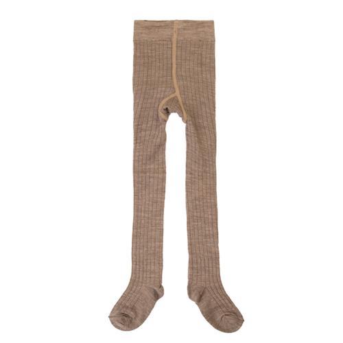 Joha Uld-rib-strømpebukser Sand Melange  Sand Melange-90 cm  Beige  90 cm  unisex