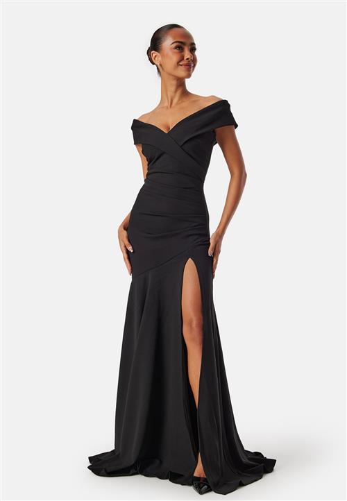 Goddiva Bardot Pleat Maxi With Split