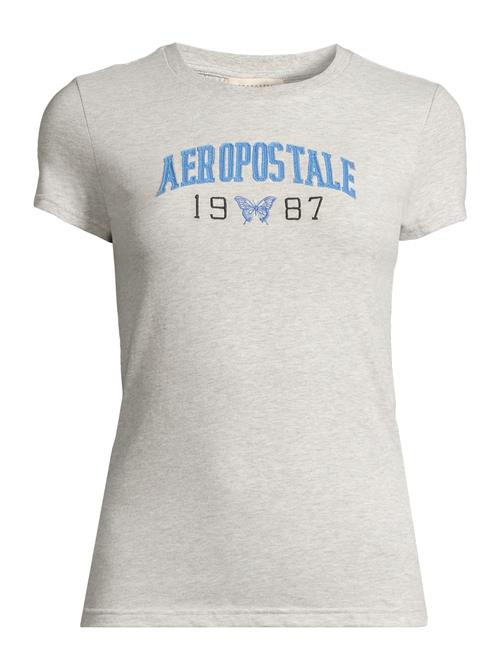 AÉROPOSTALE Shirts 'JKI ARCH 1987 BTTRFLY'  azur / grå-meleret / sort
