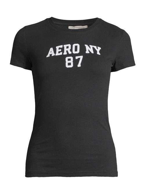 AÉROPOSTALE Shirts 'AUG AERO NY 87'  sort / hvid