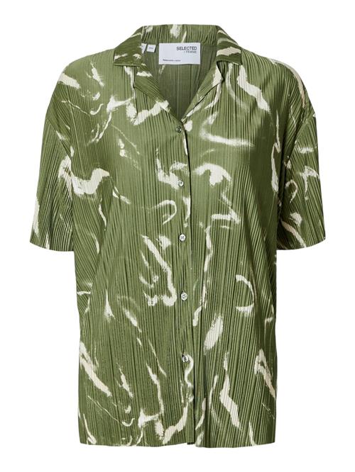 SELECTED Bluse 'SLFRYA ELLIE'  beige / oliven