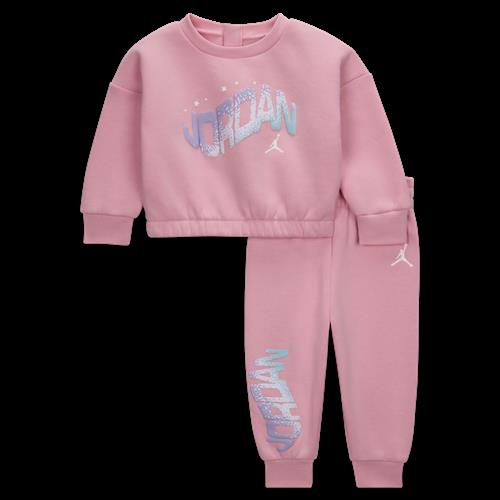 Todelt Jordan Jumpman Club-sæt i boblefleece til babyer (3-6 M) - Pink