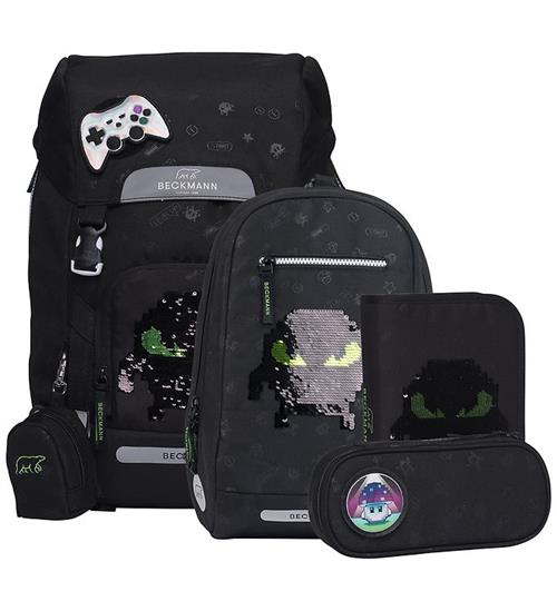 Beckmann Skoletaskesæt - Classic Maxi - Pixel/Sort