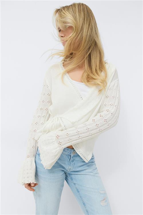 Gina Tricot - 14+ knitted frill cardigan - striktrojer - Hvid - S - Dame