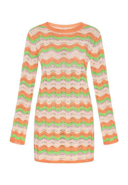 IZIA Strikkjole 'Festival'  beige / lysegrøn / lilla / orange