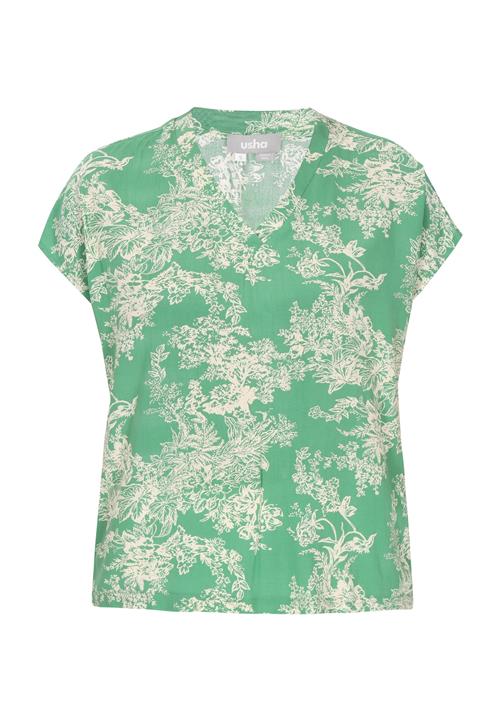 Usha Bluse  lysebeige / grøn
