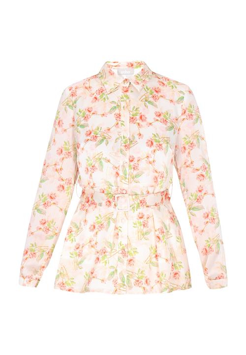 Usha Bluse 'Fashion Look'  turkis / fersken / orangerød / offwhite