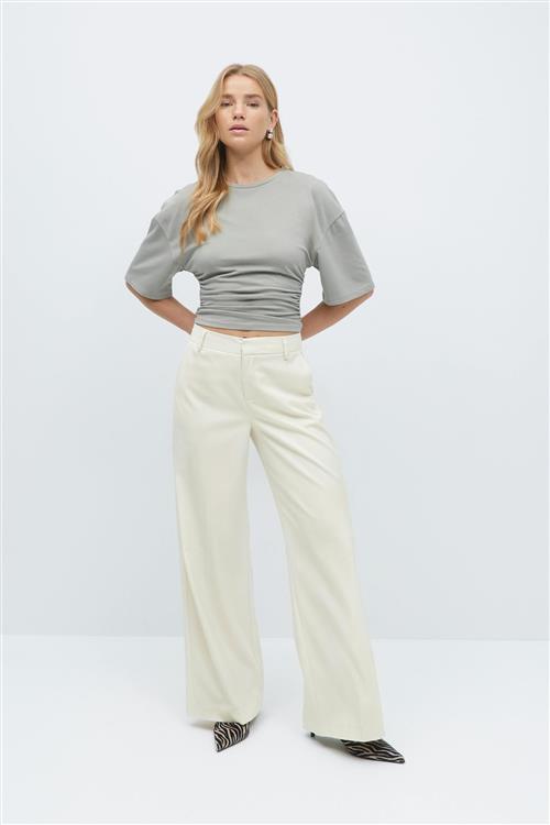 Gina Tricot - Wide leg suit trousers - Habitbukser - Beige - 40 - Dame