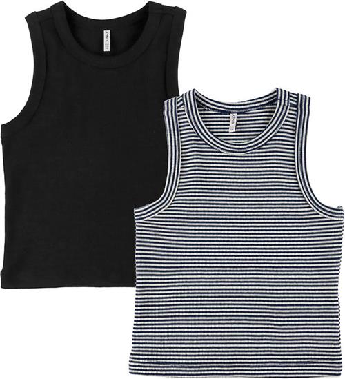 ONLY Tanktop - 2-pak - KogJill - Black/Navy Blazer Stripe Peoyte