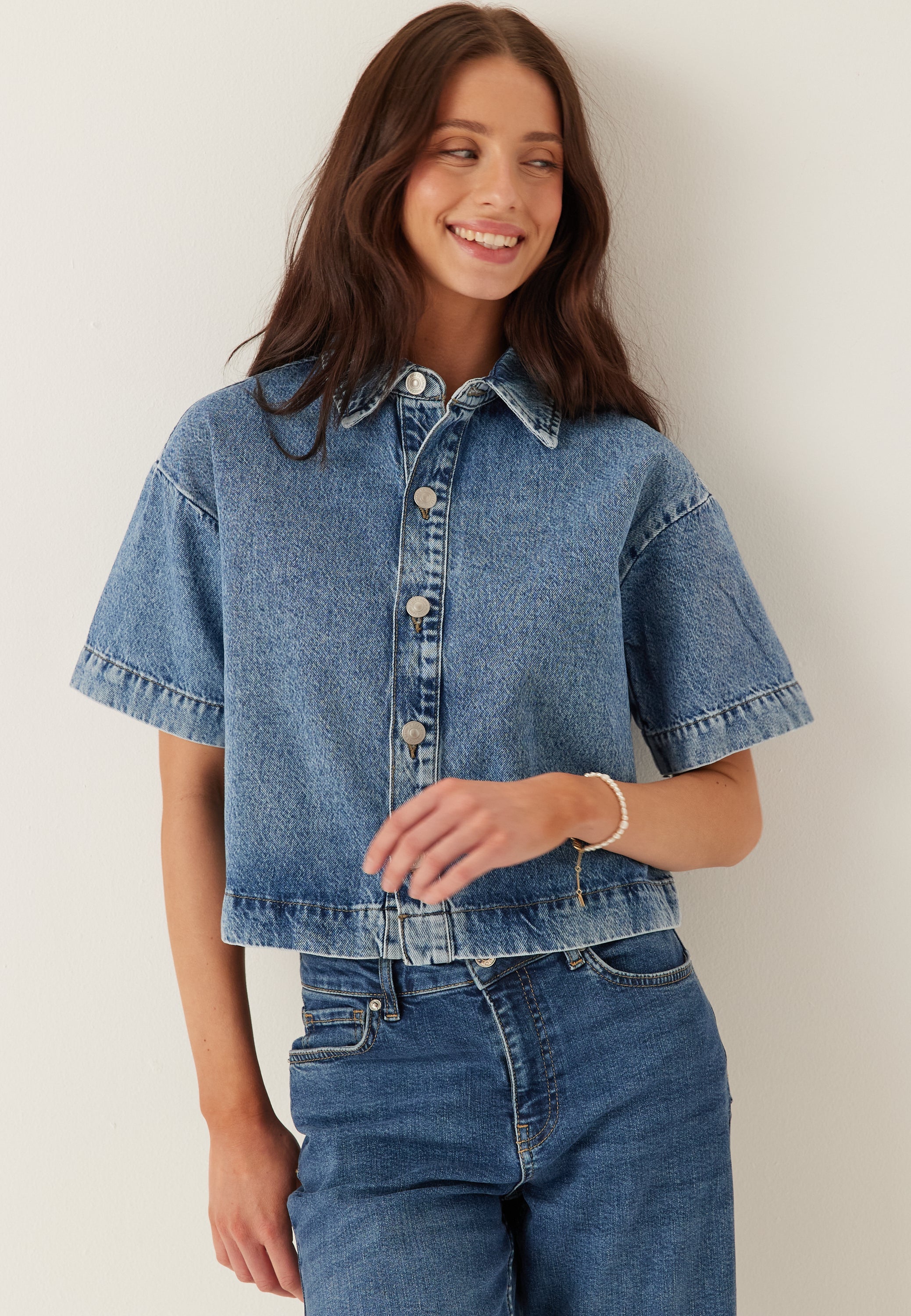 Pieces Pcsky Ss A-shape Denim Top