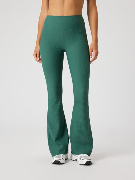 Björn Borg Studio Ribbed Flare Tights Regular Grøn, XL