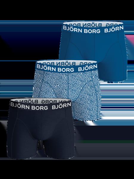 Björn Borg Cotton Stretch Boxers 3-pack Blå, 134-140