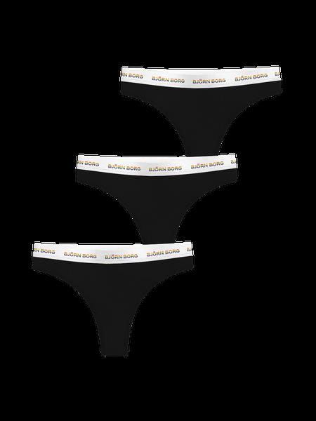 Björn Borg Logo Thongs 3-pack Sort, XL