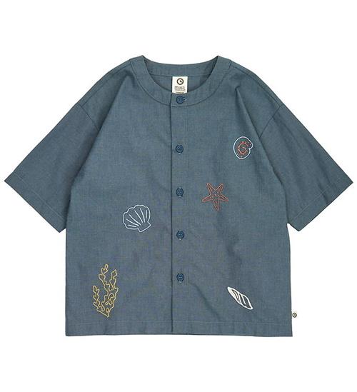 Müsli Skjorte - Sea - Chambray m. Broderi
