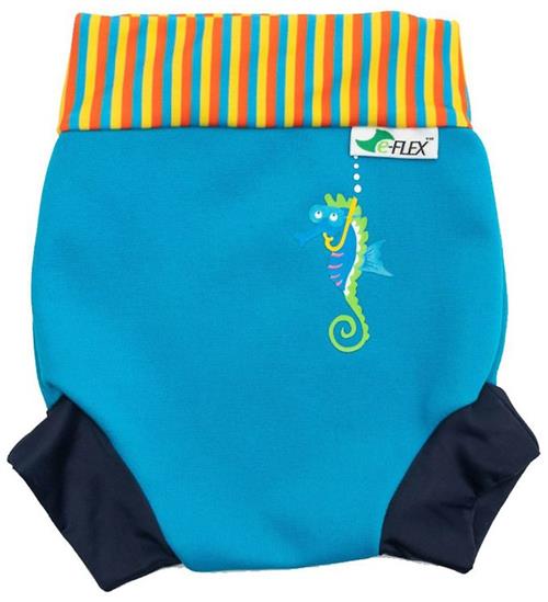 Konfidence Blebadebukser - Swim Nappy - Cyan/Stripe Seab
