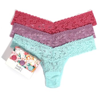 Hanky Panky Trusser 6P Low Rise Lace Thong  D2 Blå/Lila nylon One Size Dame