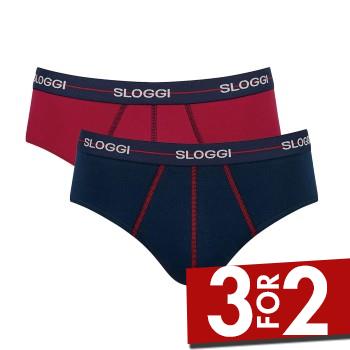 Sloggi 2P For Men Start Midi Marine/Rød bomuld Medium Herre