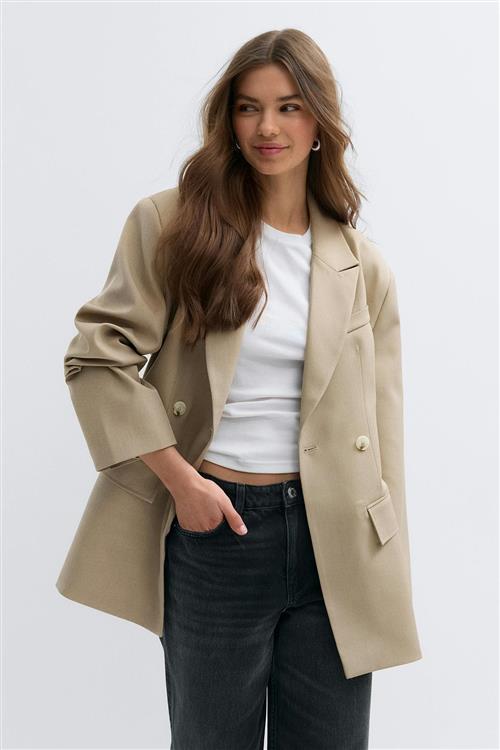 Gina Tricot - Shaped blazer - figursyede blazere - Beige - L - Dame