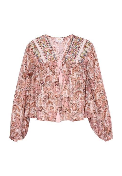 usha FESTIVAL Bluse 'Folklore'  khaki / rosé / pudder / sort