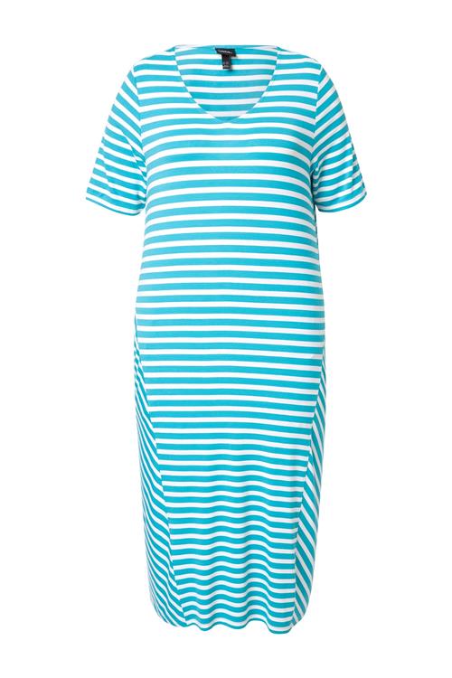 Ulla Popken Kjole  lyseblå / hvid