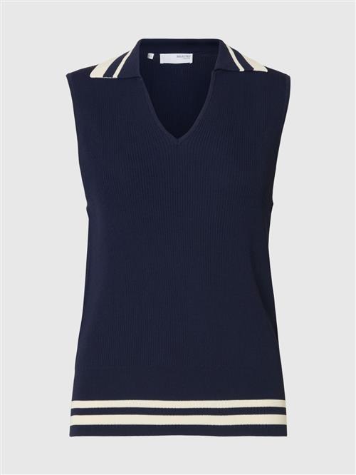 SELECTED Sticktop  mørkeblå / hvid