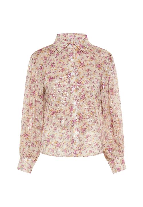 Usha Bluse  beige / guld / gammelrosa
