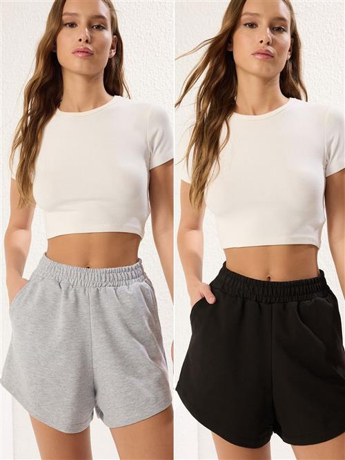 Trendyol Bukser  grå-meleret / sort